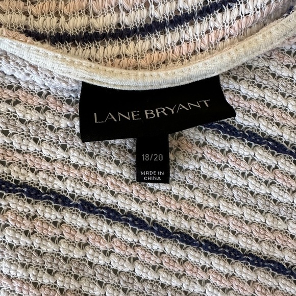 *LANE BRYANT* Ivory x Pink Striped Knitted Fashion Open-Front Cardigan Sweater - Picture 7 of 8